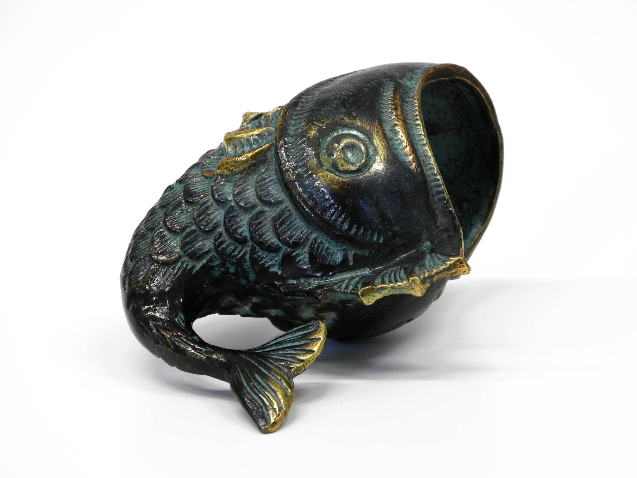 Mid Century bronze table or hand fish ashtray by Walter Bosse