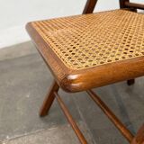 Mid-century wooden folding chair set with Viennese wicker seats, 1960s.