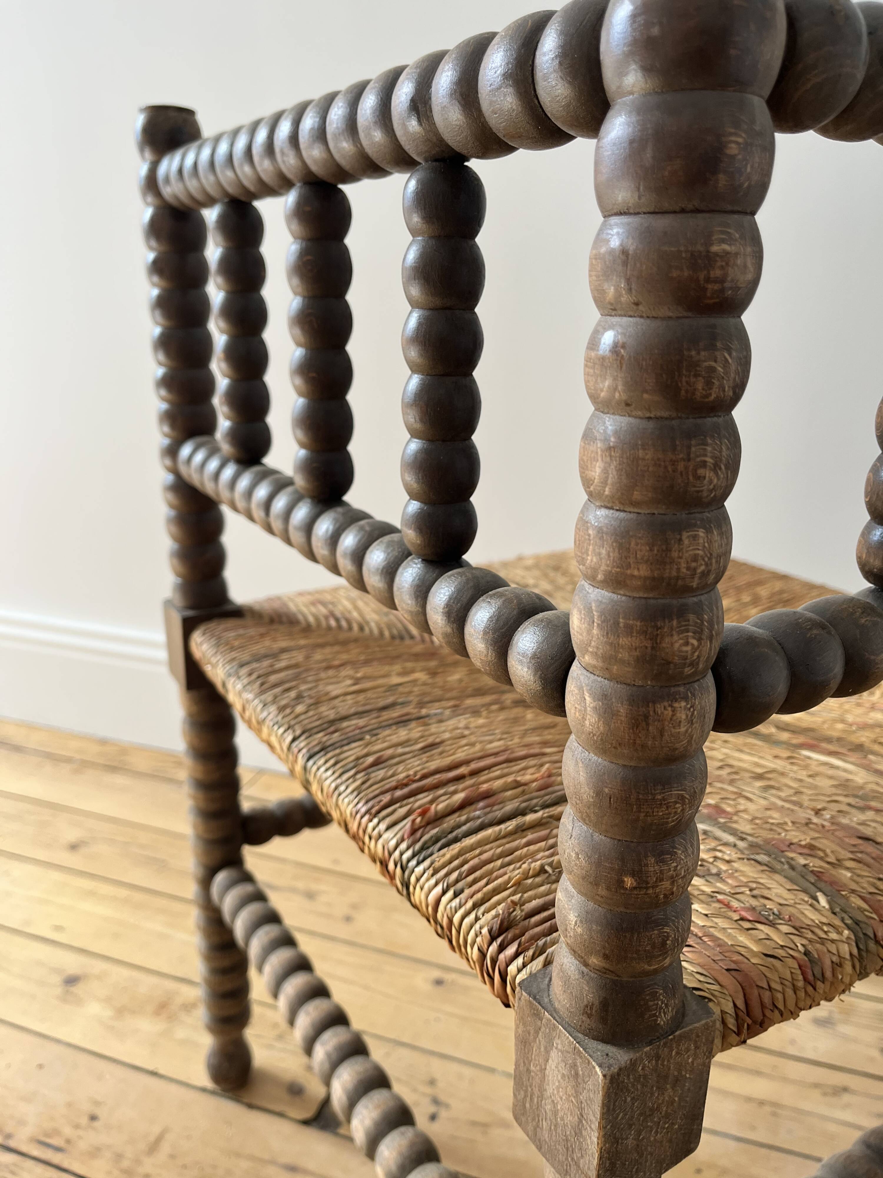 Turned wood corner chair