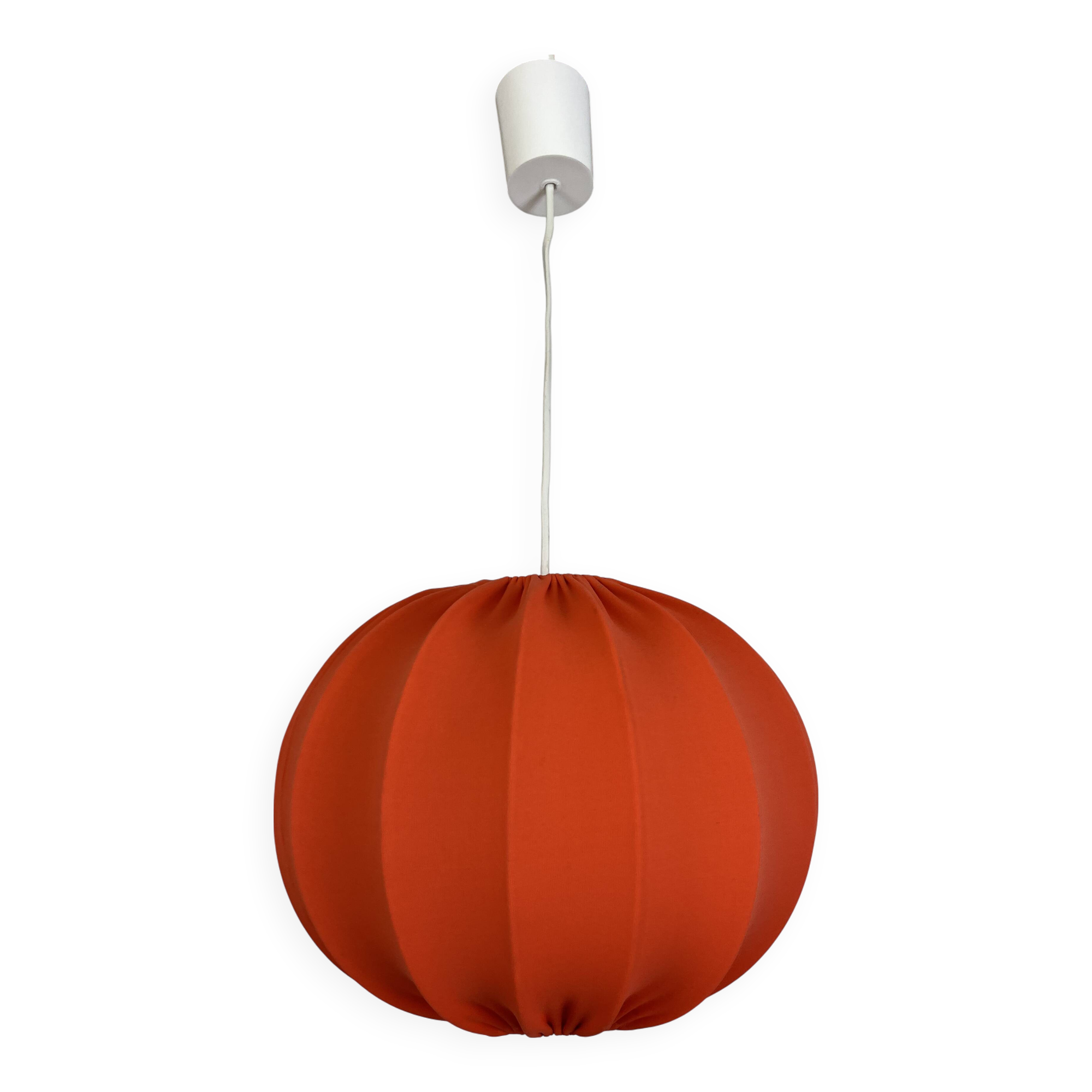 Cocoon orange fabric pendant light, 70s vintage style