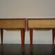 Pair of 60s veneer bedside tables with brass decorations