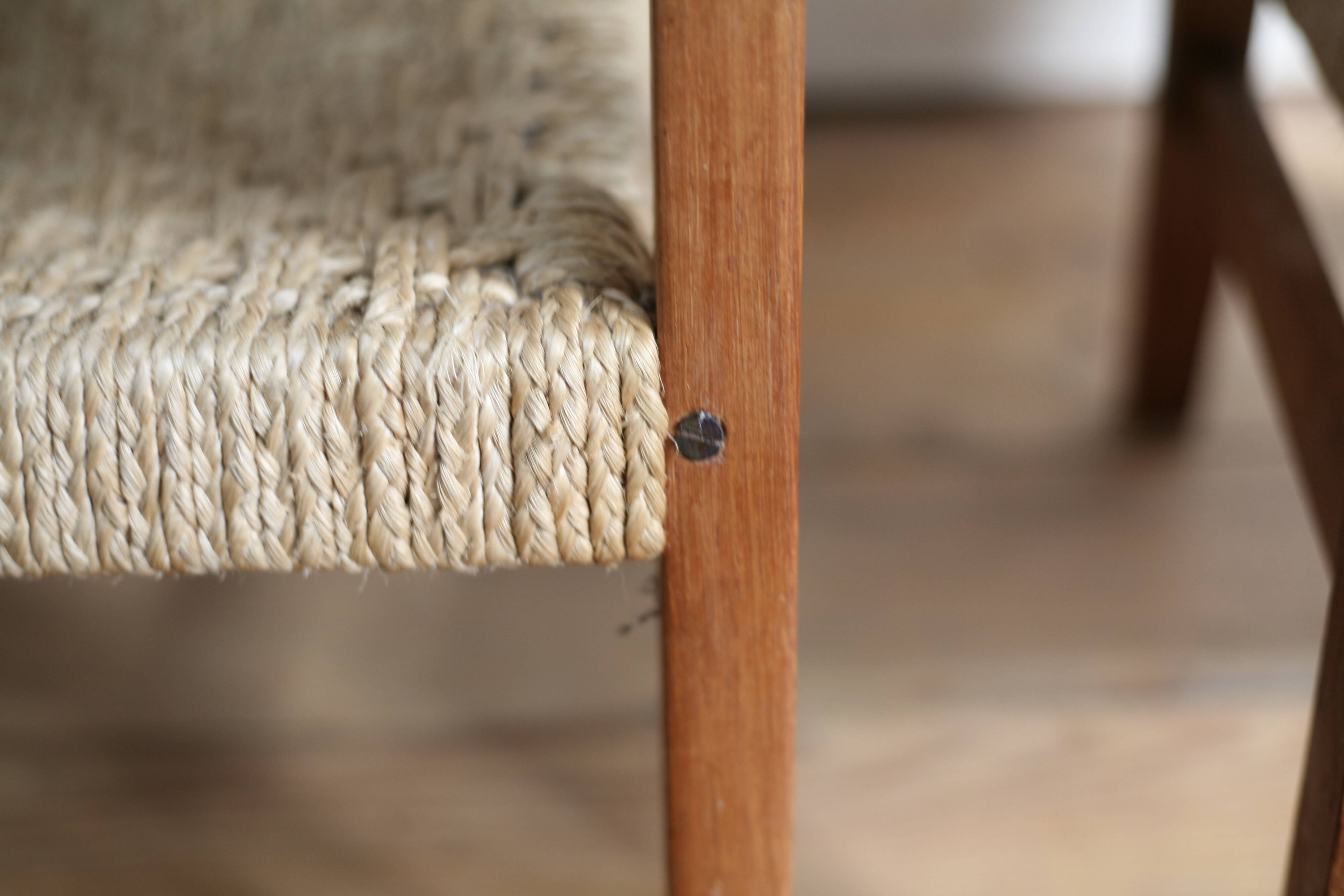 Pair of children's armchairs in rope, attributed to Audoux Minet.