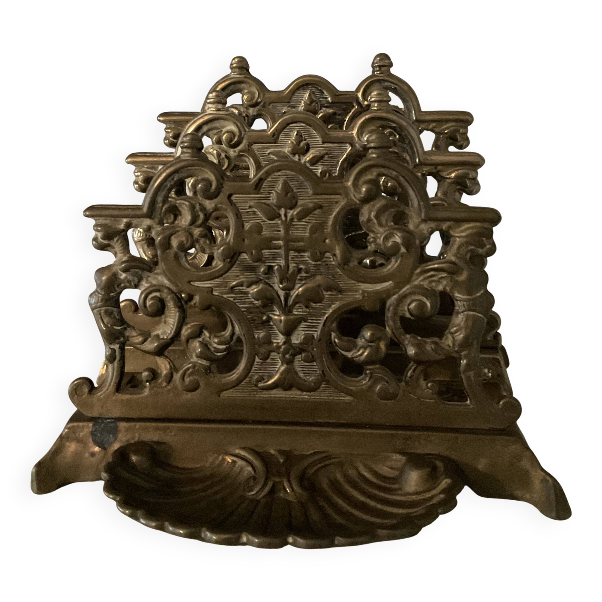 Vintage letter holder in solid bronze