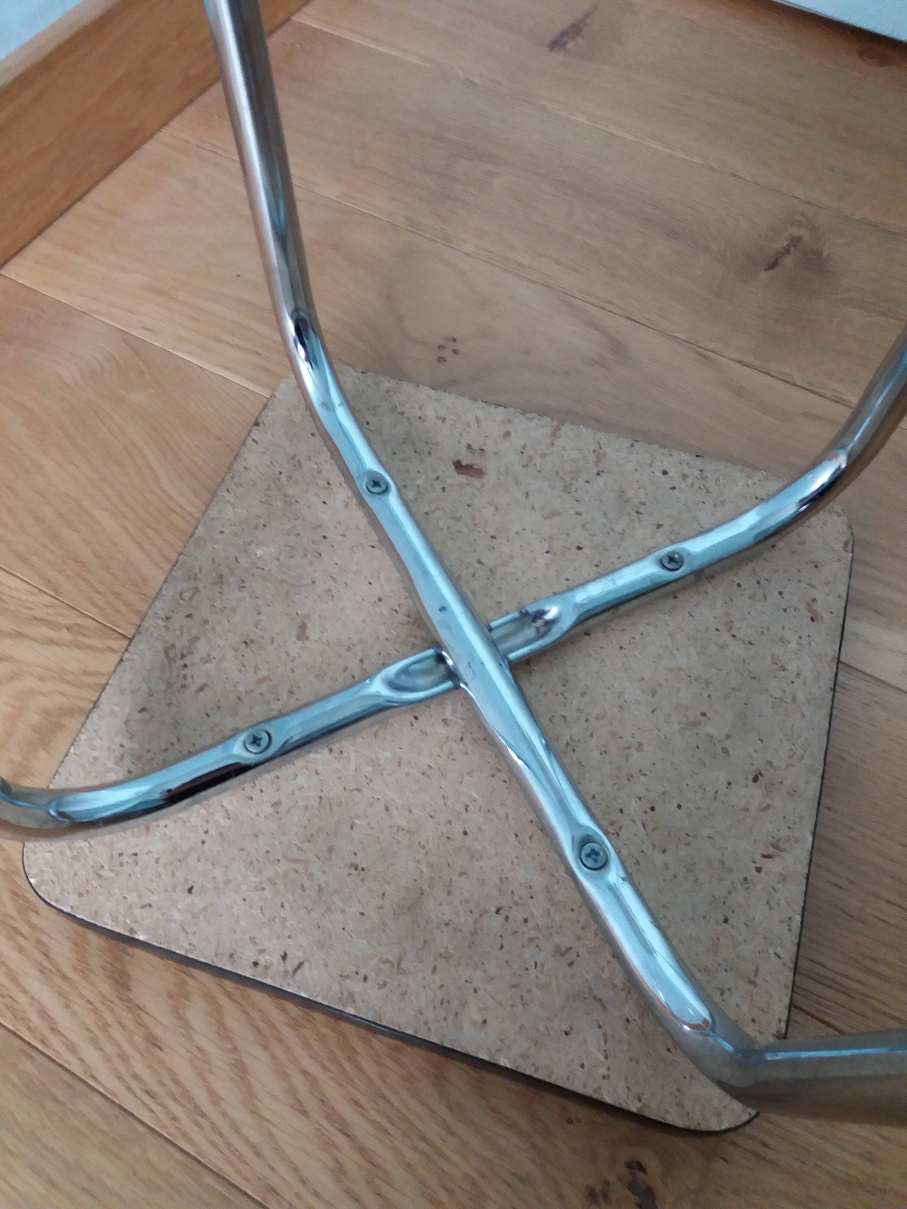 Chrome metal and orange formica stool