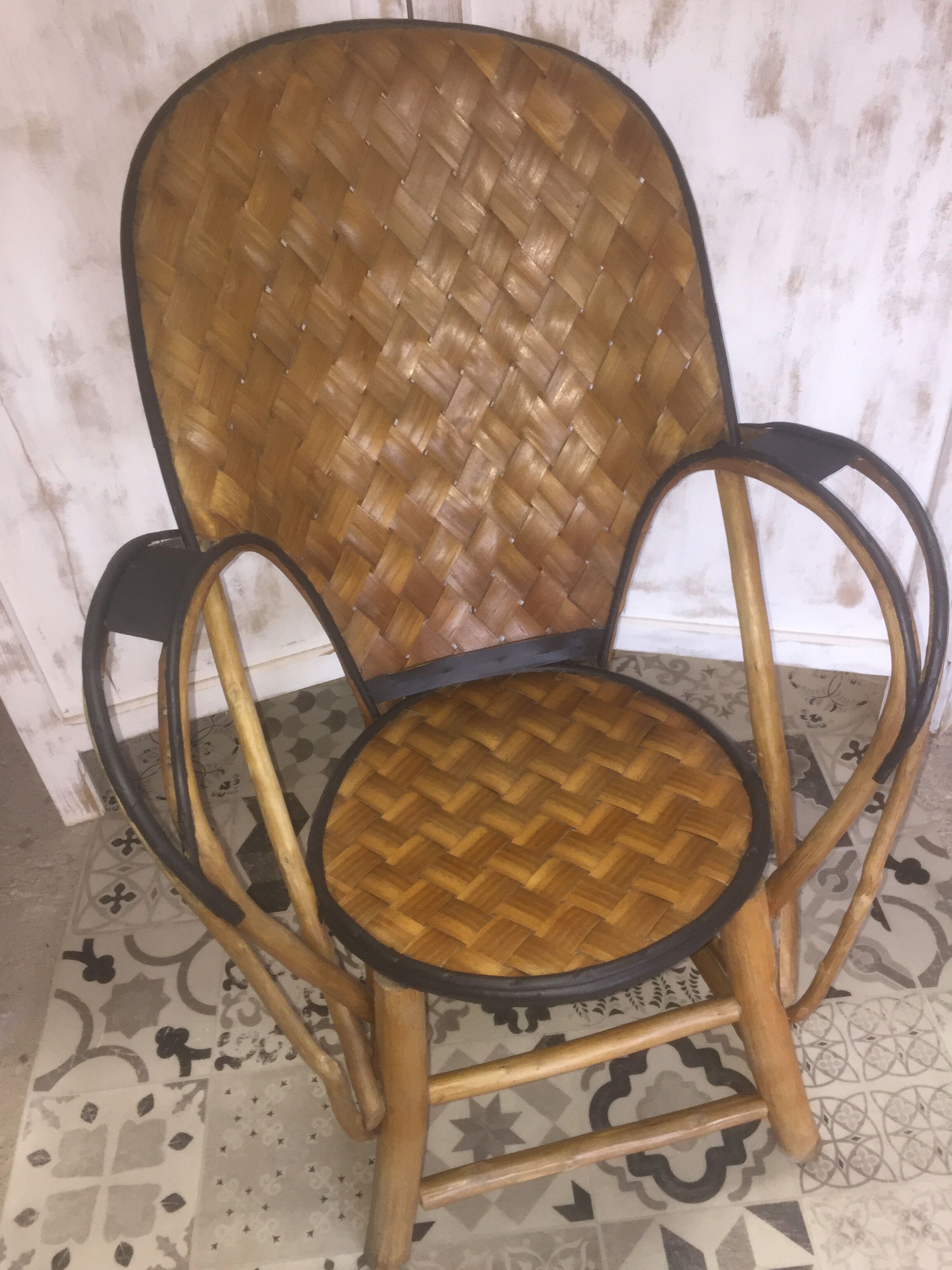 Fauteuil bambou écorce de châtaigner