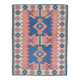 Vintage Blue Pink Geometric Oushak Rug, 141x184Cm