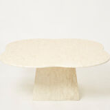 Large free-shaped coffee table clover in Italian travertine 1970