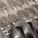12 silver-plated cake forks, goldsmith Boulenger art deco