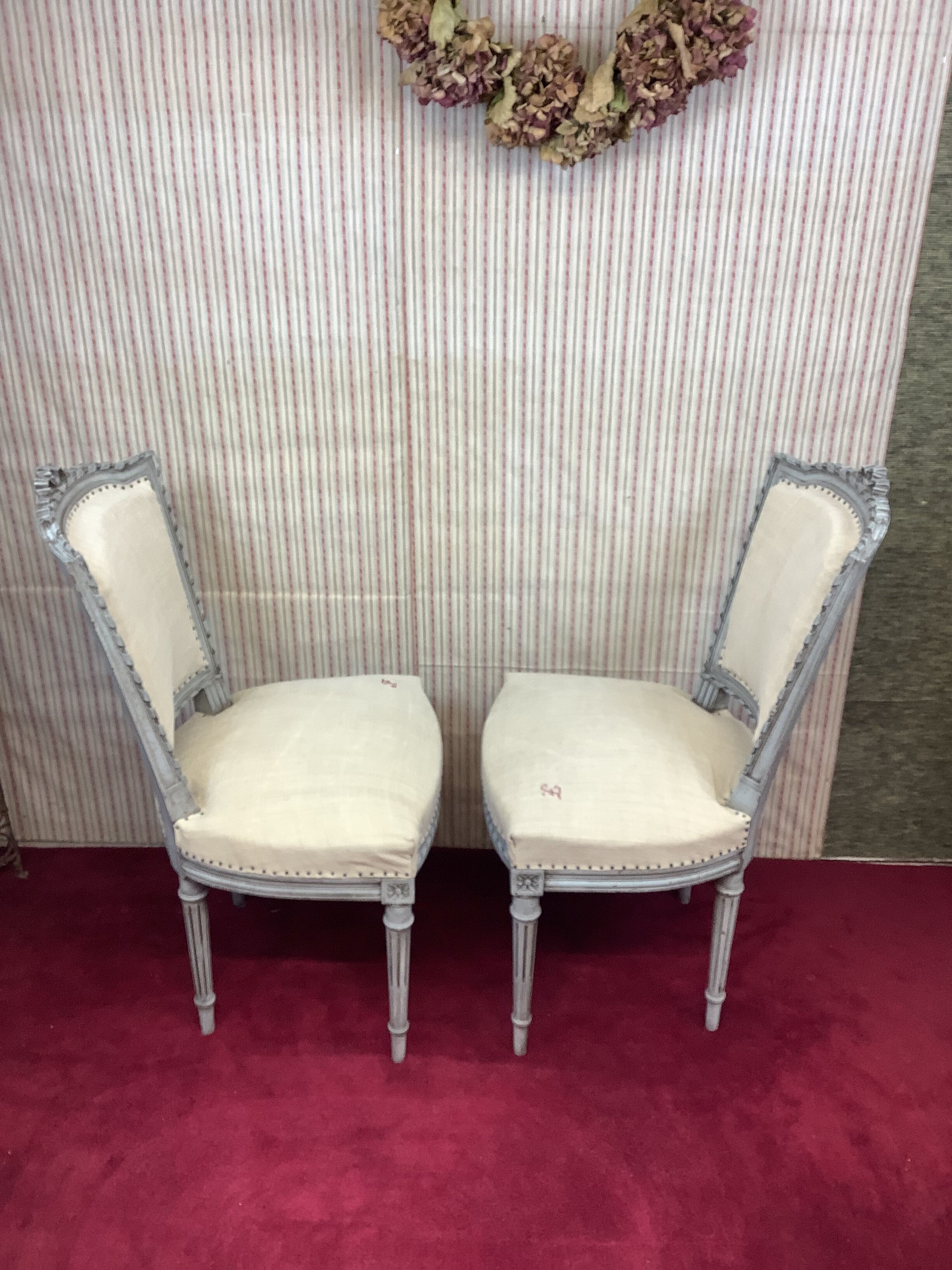 Pair of antique Louis XVI style chairs, completely renovated