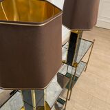 Pair of black and gold lacquered lamps, 1980s