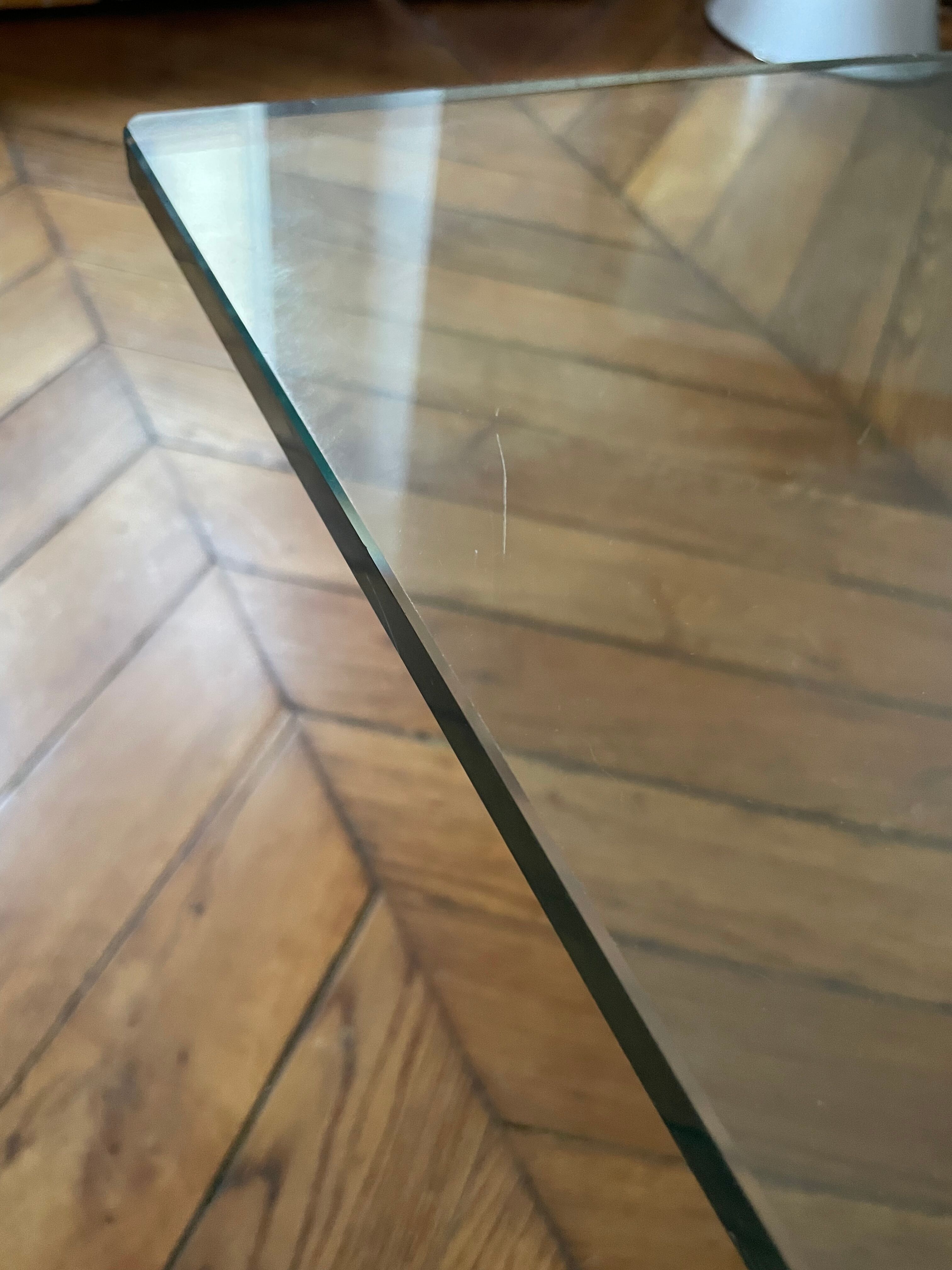 Vintage coffee table Italian design curved glass and travertine