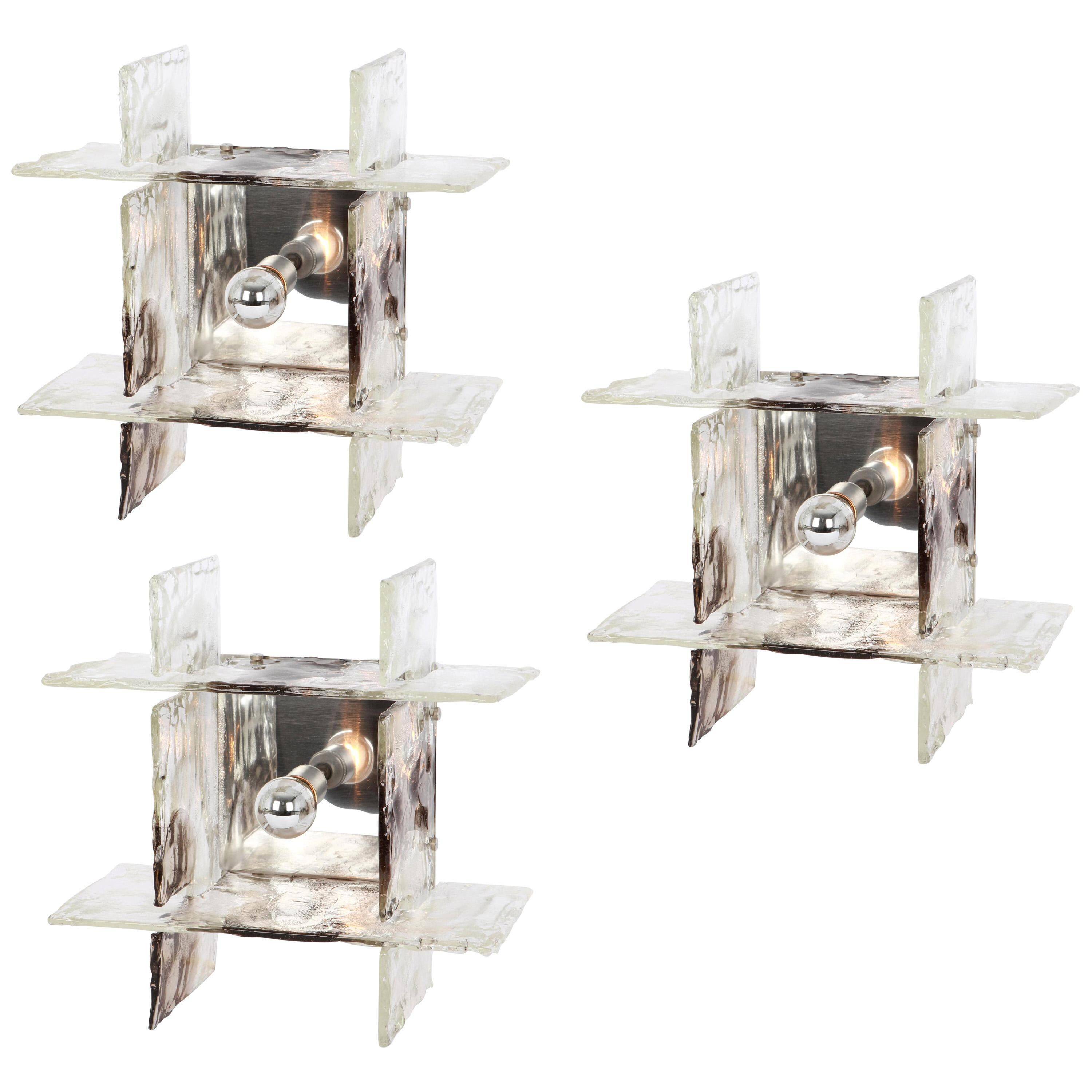 Glass wall sconce designed by Carlo Nason for Kalmar, 1960s.