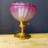 Table lamp with jagged pink lampshade