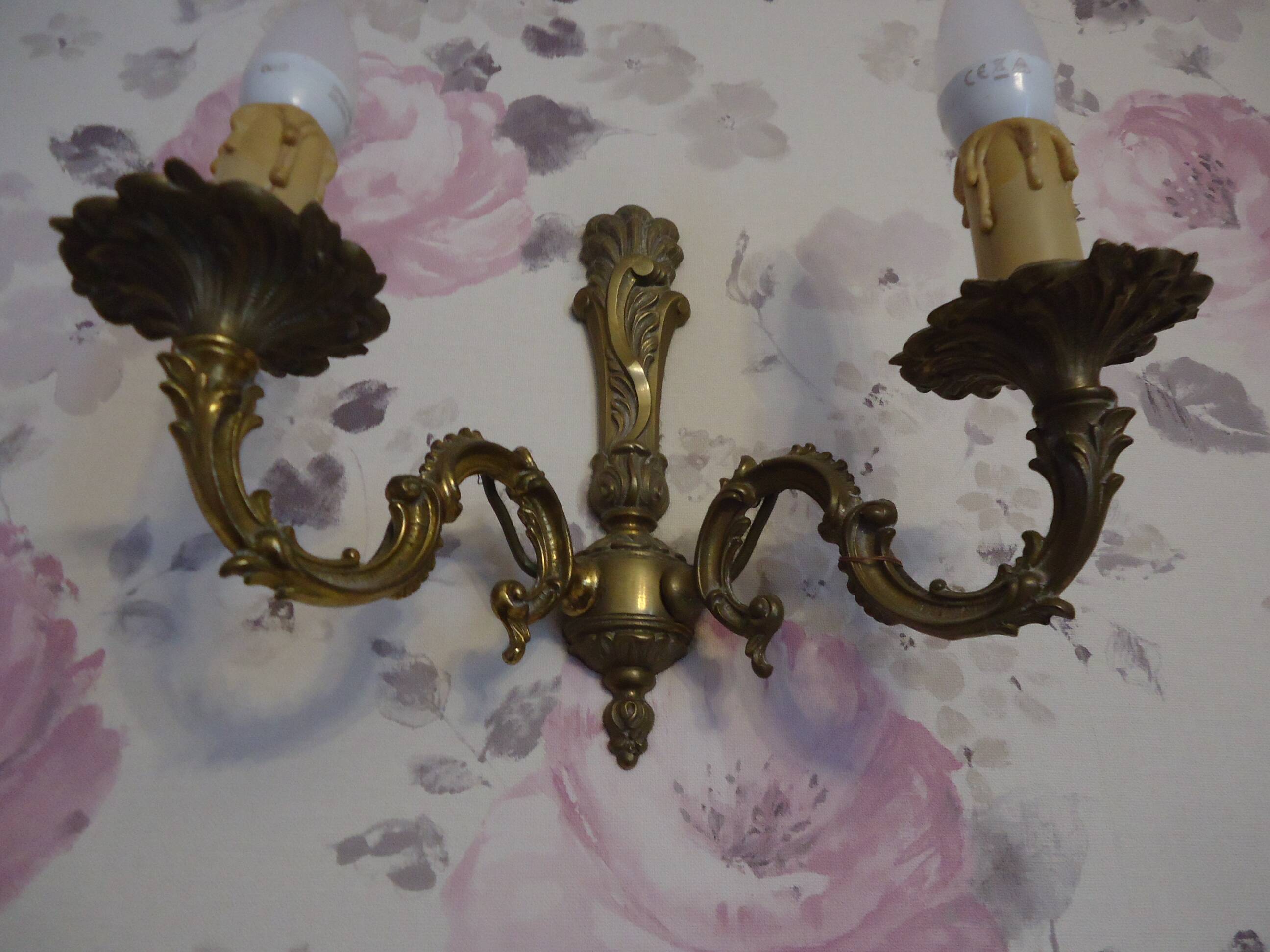 Lustre 5 braches + 2 appliques bronze