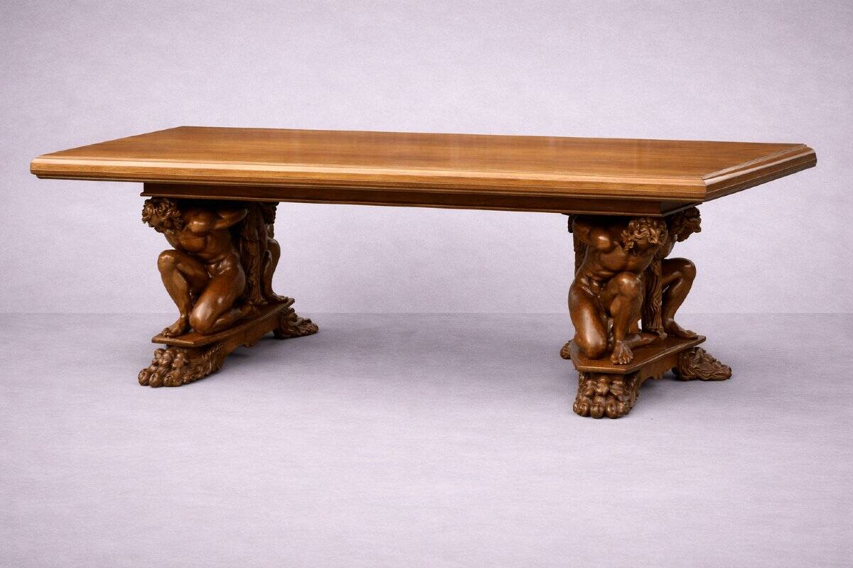 Rare large Renaissance-style walnut table