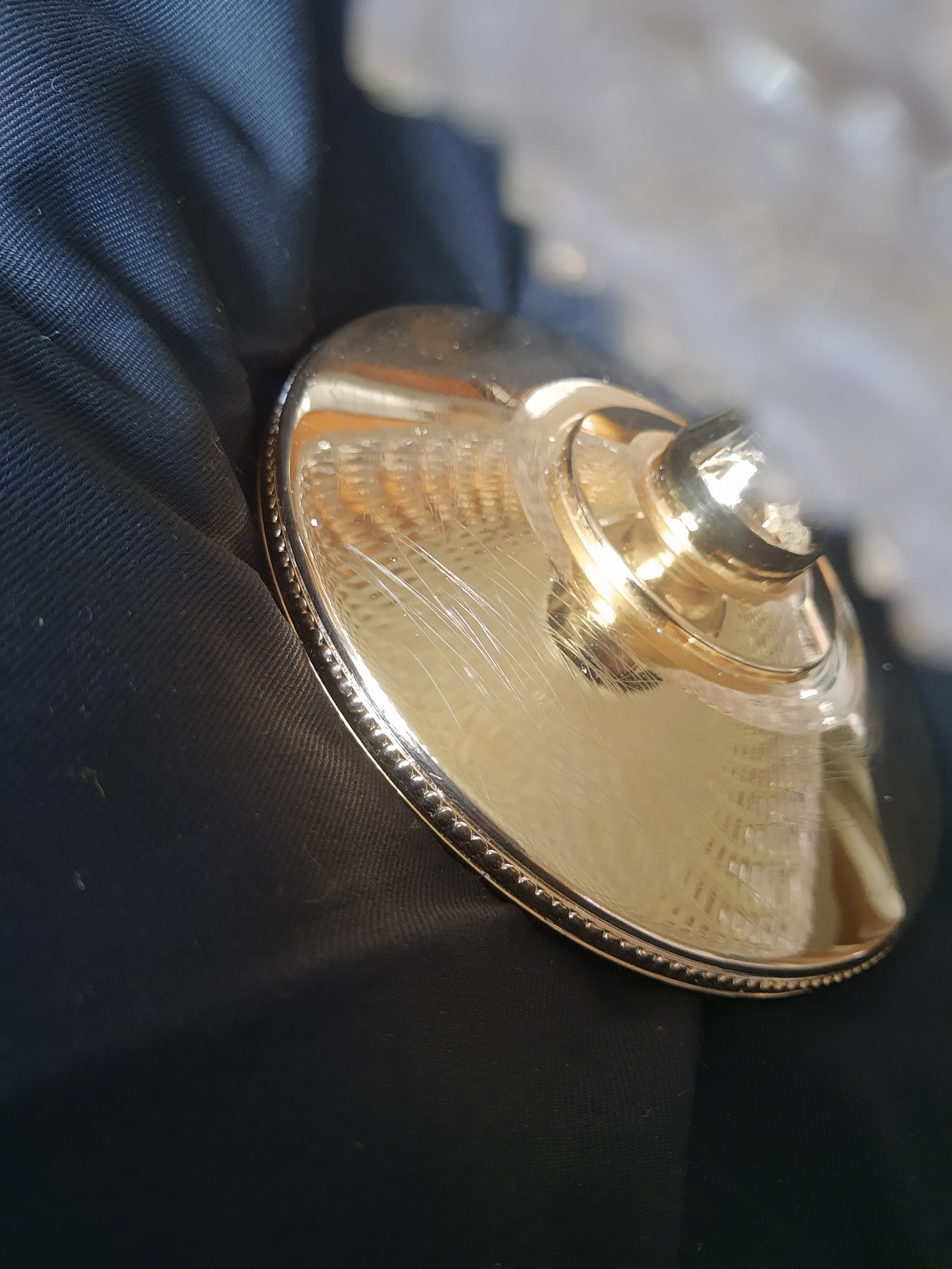 Glass and gold metal cake display - vintage