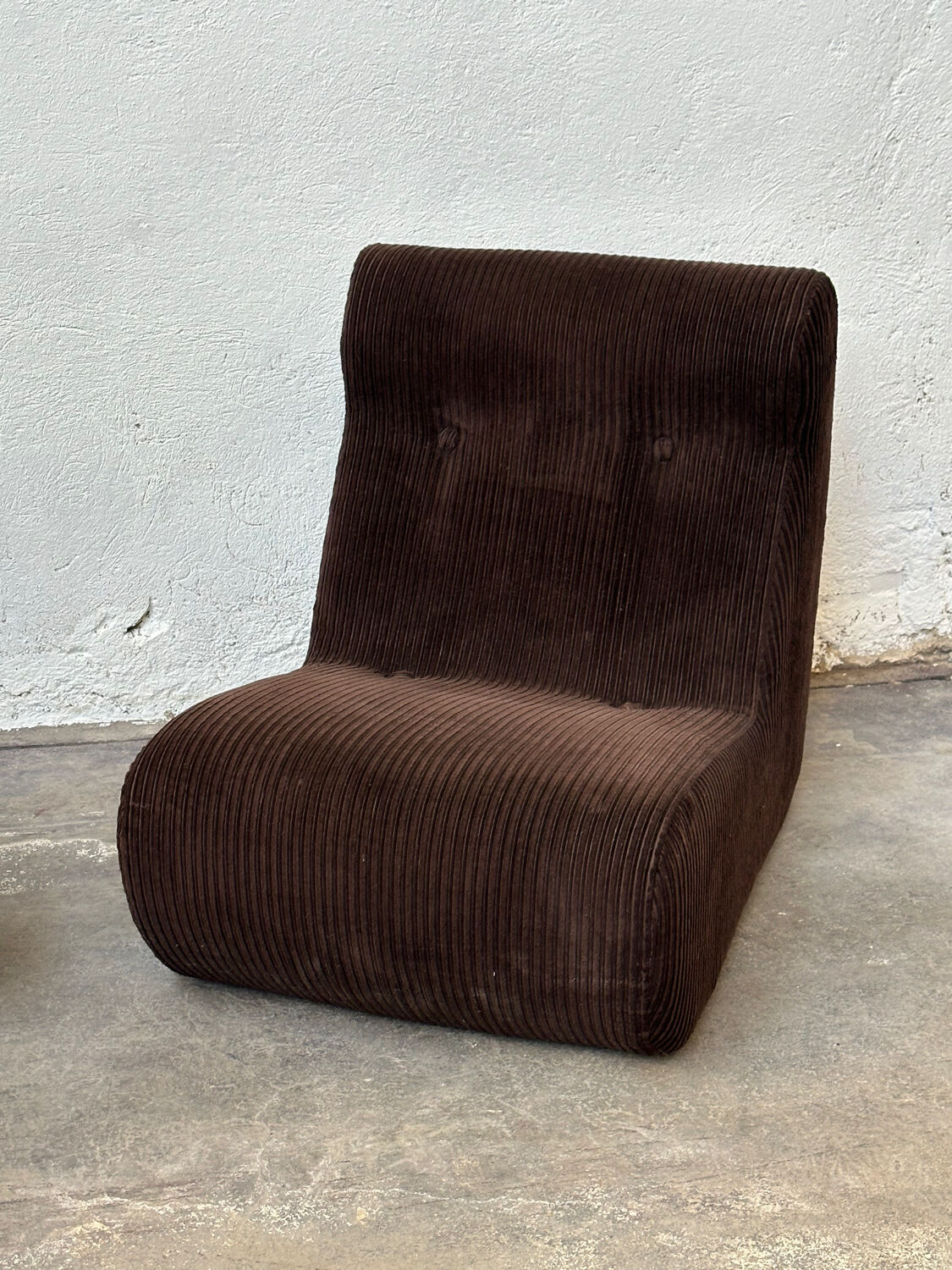 Pair of brown corduroy armchairs