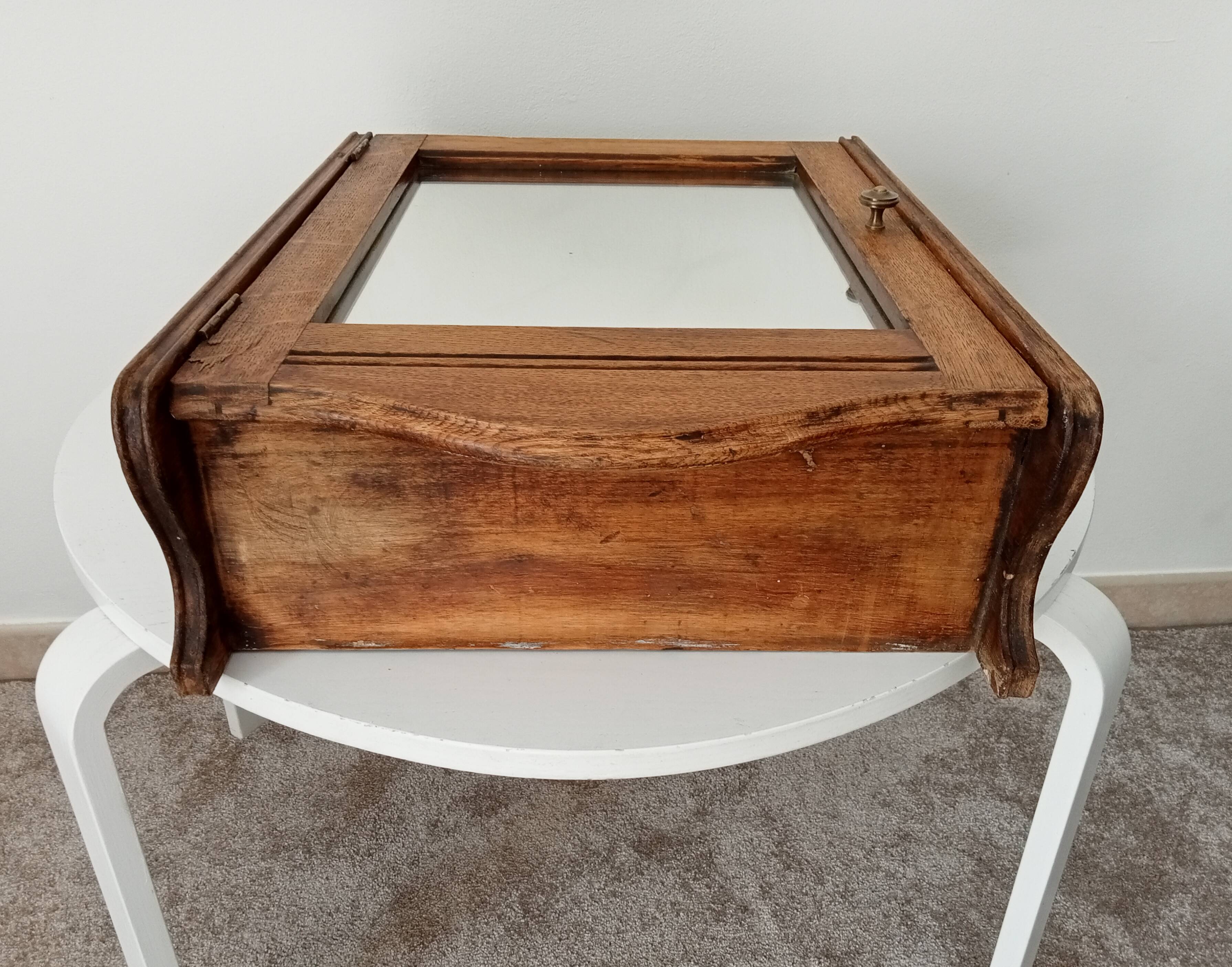 Antique solid oak bathroom cabinet from the early 20th century
