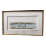 Watercolour by Christian Gaudin framed, certificate Guérande salt marshes.