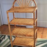 Bamboo and woven straw shelf