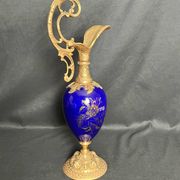 Royal blue porcelain ewer signed early 20th century