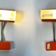 Pair of orange wall sconces from the 1970s by Ateljé Lyktan.