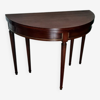 Console / Round half-moon table - 5 feet - Louis XVI style - mahogany color - Extendable