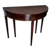 Console / Table ronde  demi-lune - 5 pieds- style Louis XVI - teinte acajou - Extensible