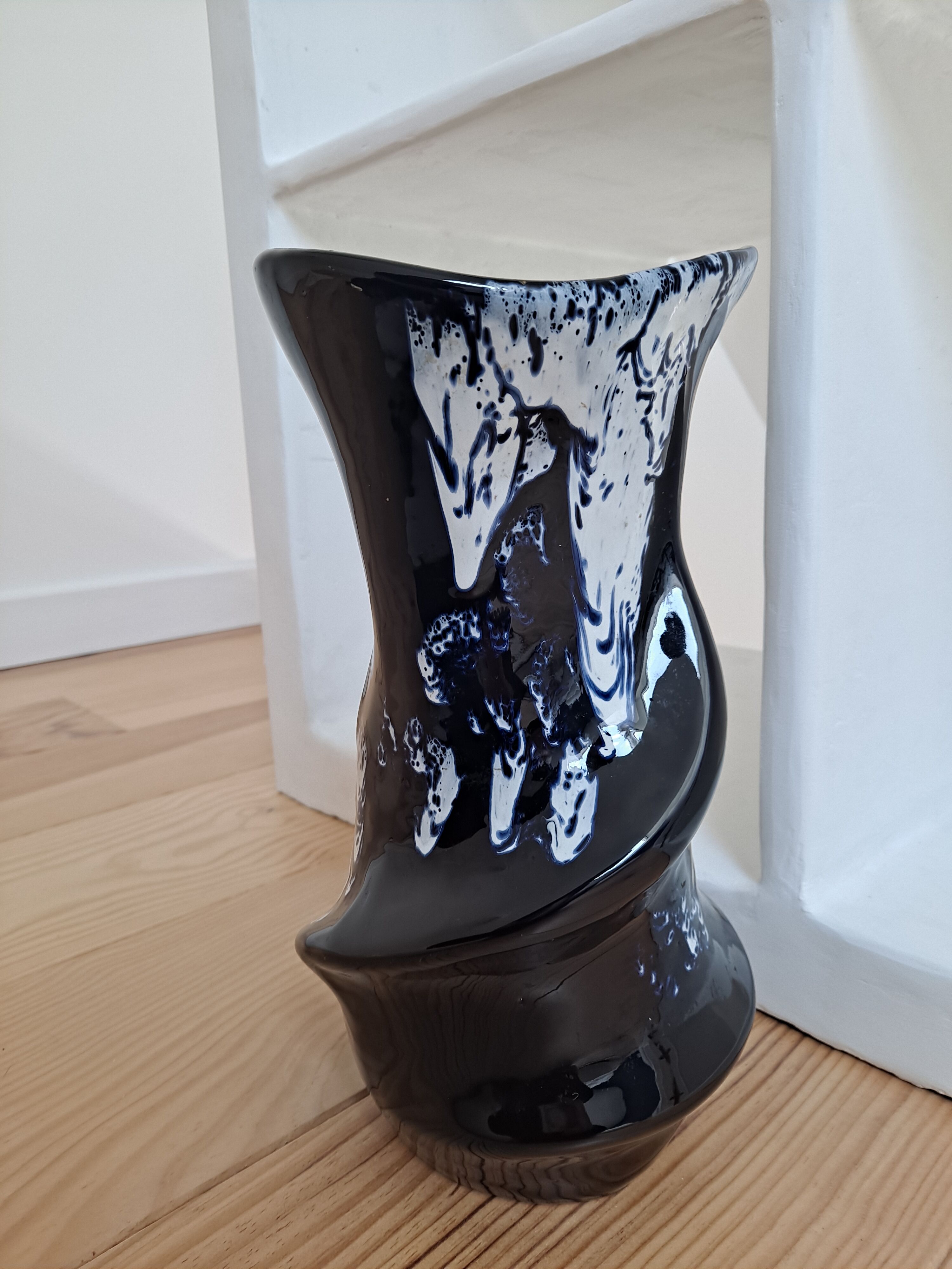 Blue freeform Vallauris vase