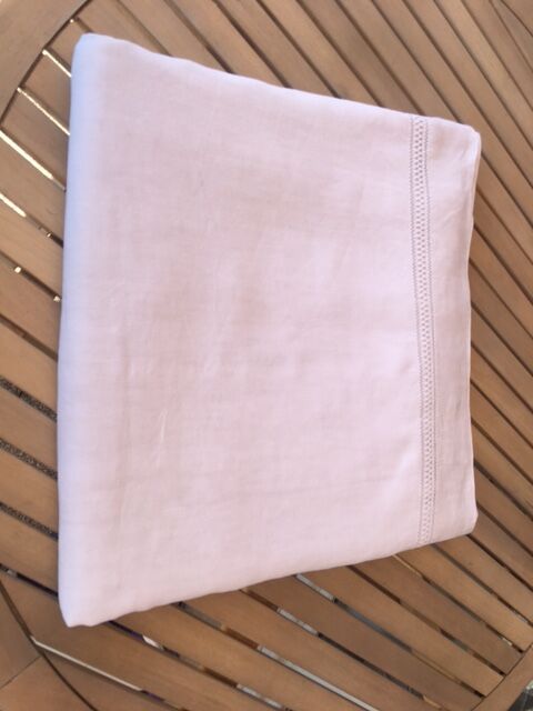 Antique white linen sheet embroidered by hand and monogram TD 226 x 320