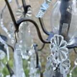 6-light chandelier in bronze and cut crystal, work early 20th century