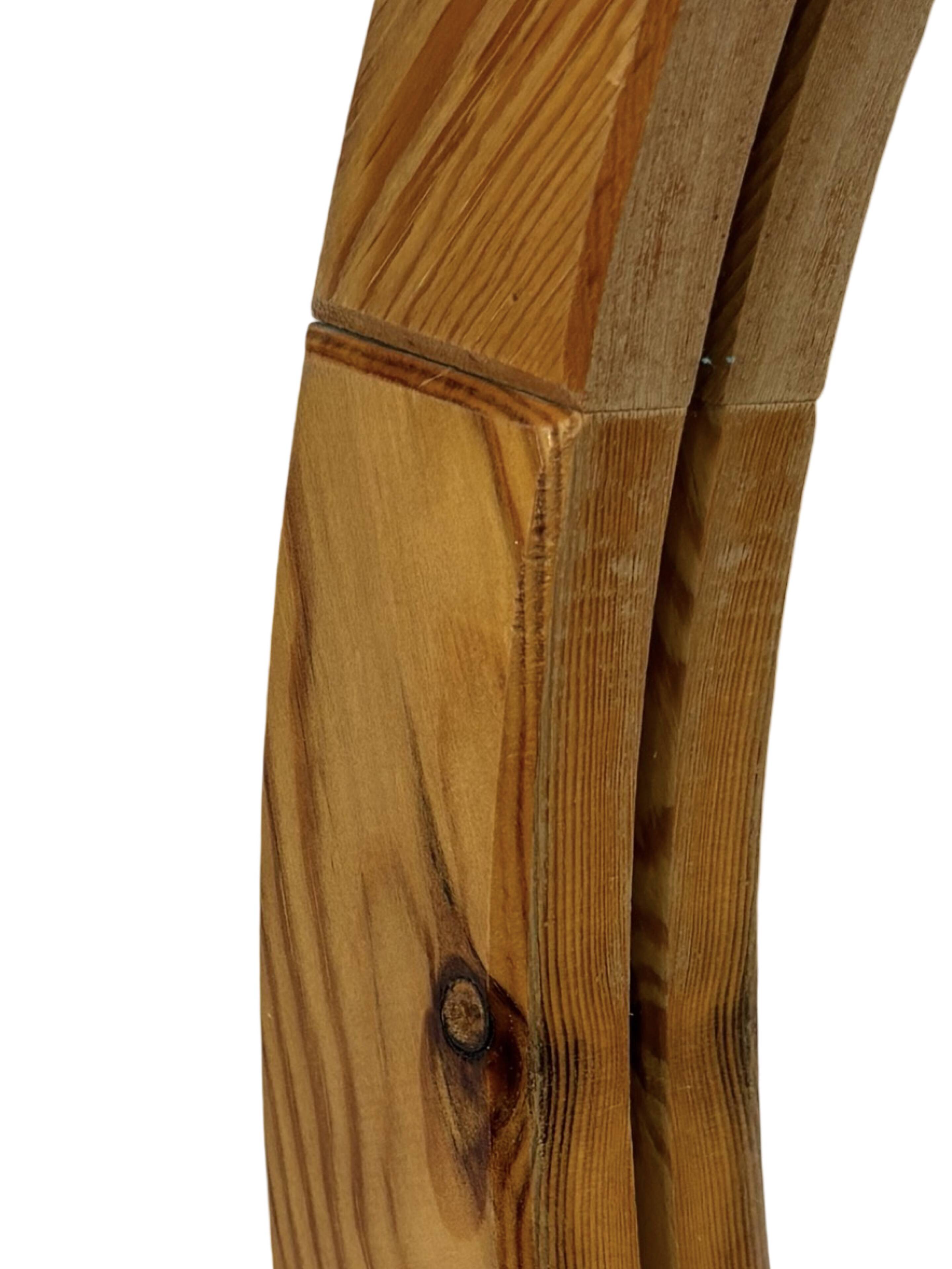 Vintage 70s round pine mirror Swedish design