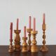 Bougeoirs scandinaves en bois, lot de 6