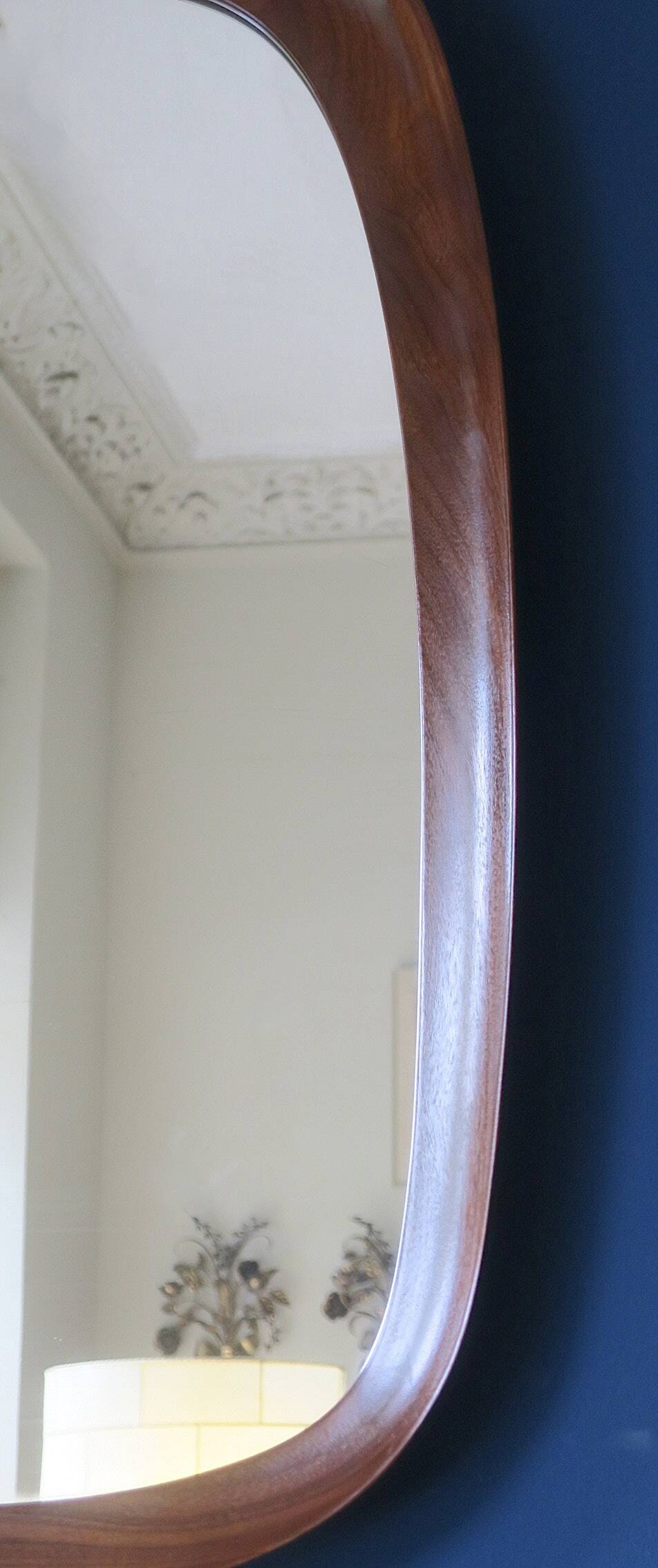 AB Glas and Trae Hovmantorp large sculptural mahogany wall mirror, 1960s