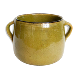 Olive green terracotta jar cache enamelled terracotta