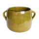 Cache pot vert olive en terre cuite émaillée