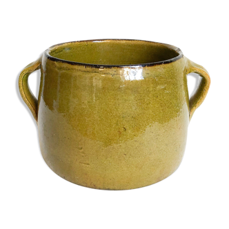 Olive green terracotta jar cache enamelled terracotta