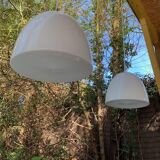2 Danish white glass pendant lights (50s/60s)