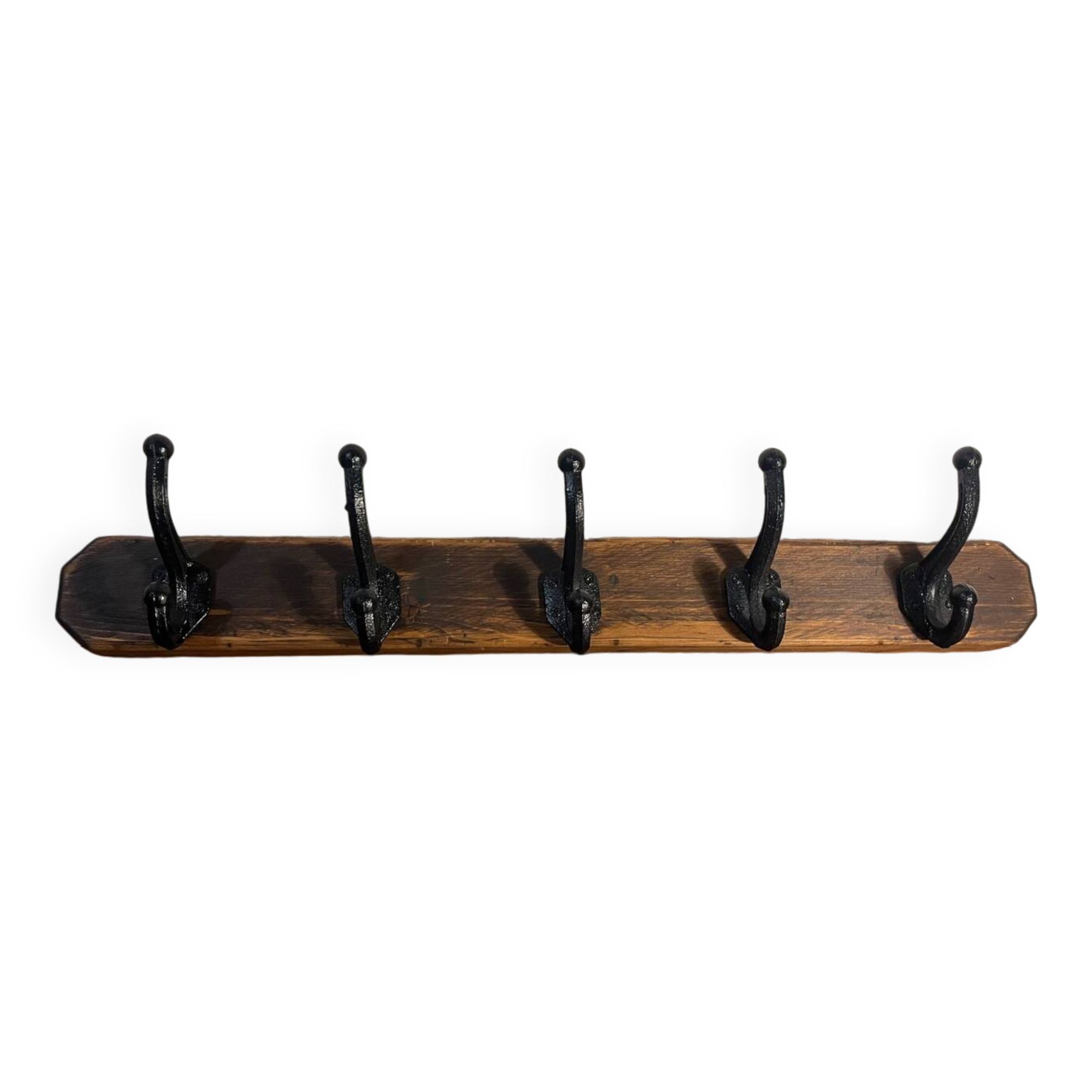 Wooden wall coat rack with 5 hooks
