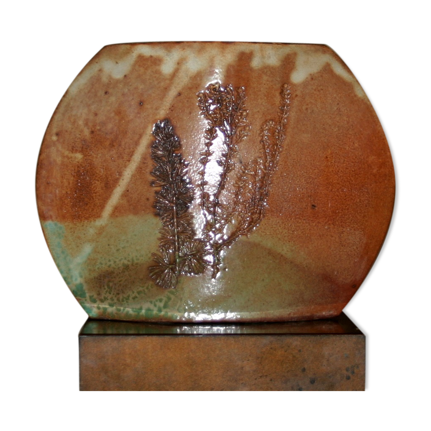 Ceramic vase with floral imprint