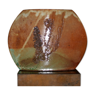 Ceramic vase with floral imprint