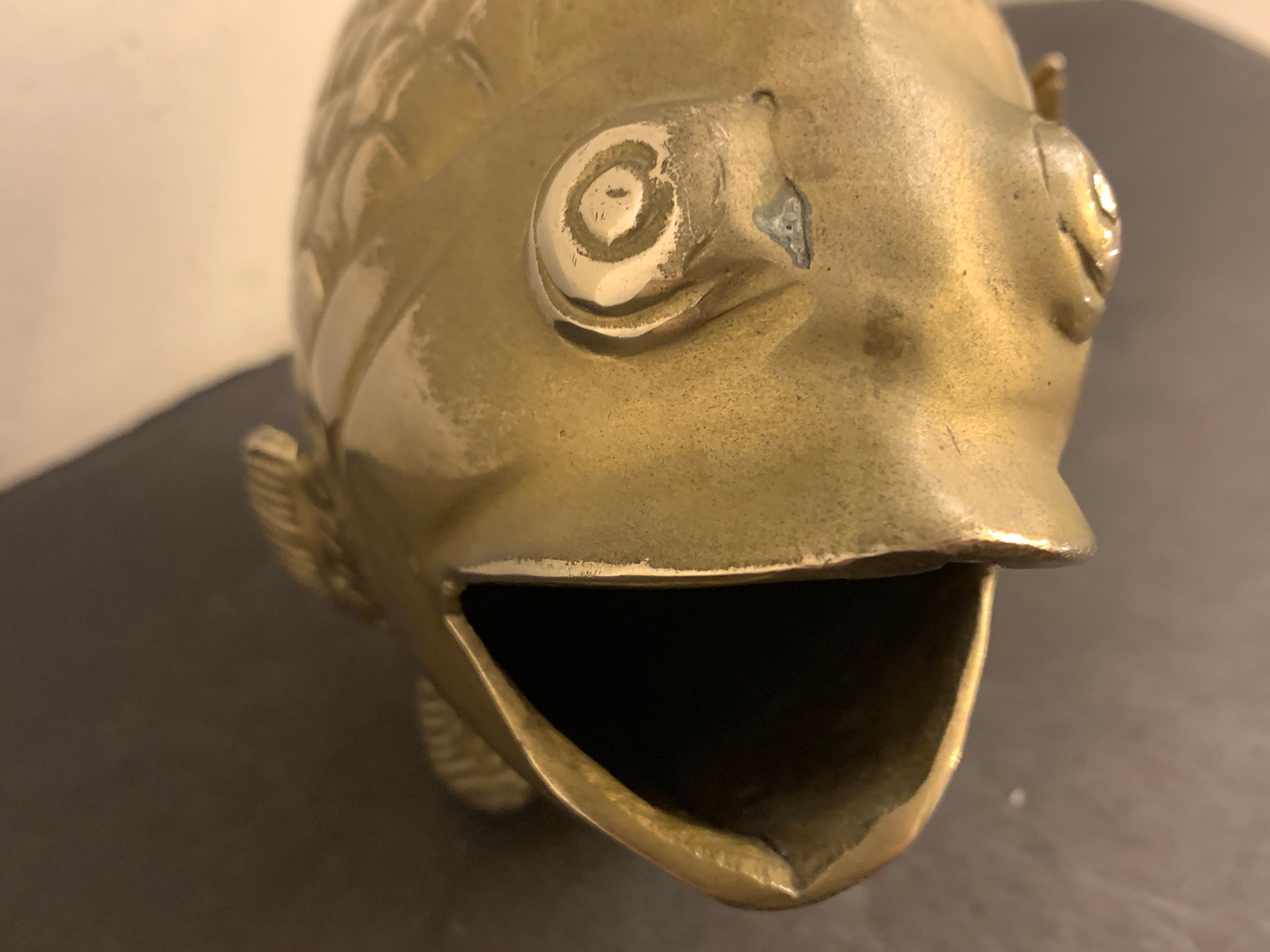 Koi fish vase, solid brass carp, Japan, late nineteenth century