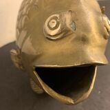 Koi fish vase, solid brass carp, Japan, late nineteenth century