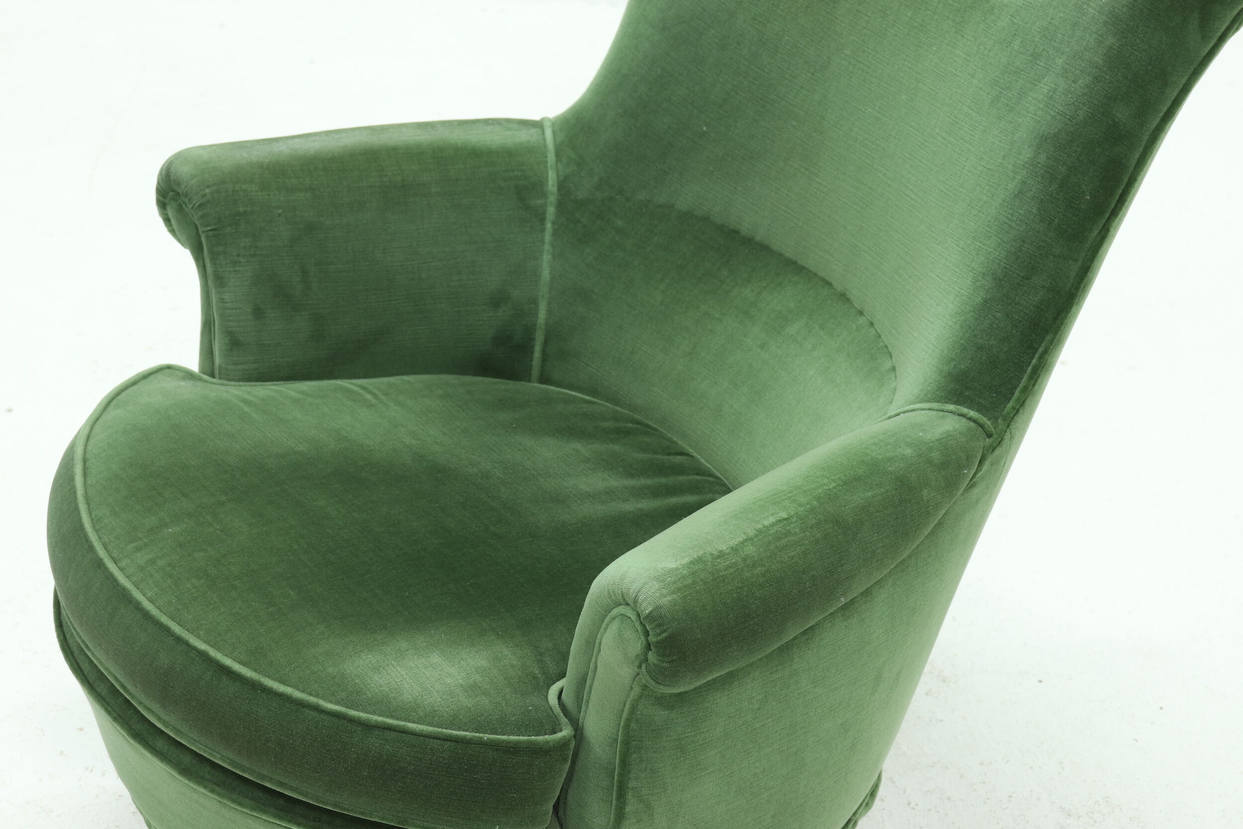 Vintage Green Velour Armchair 1950s