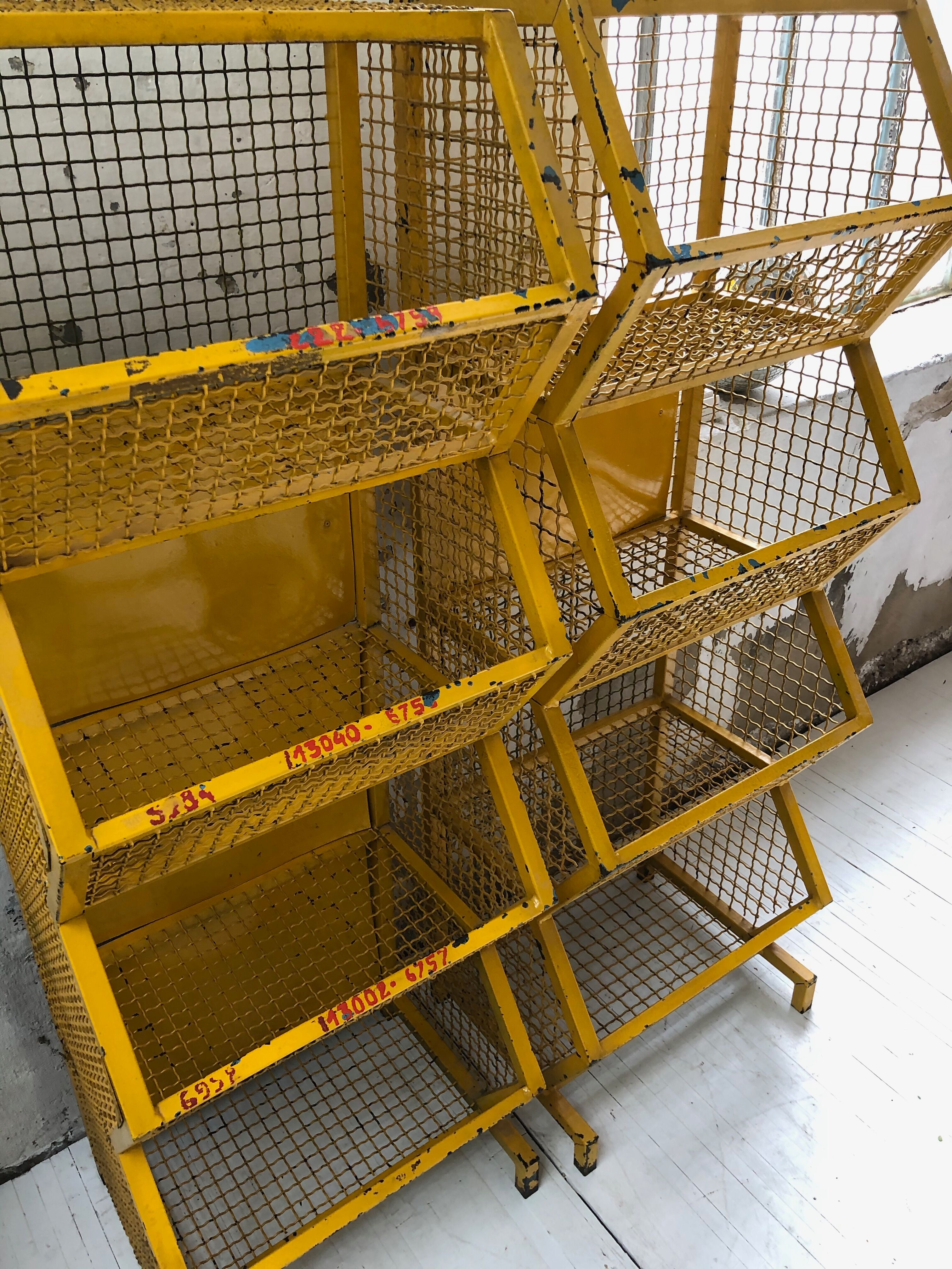 Industrial storage shelves yellow