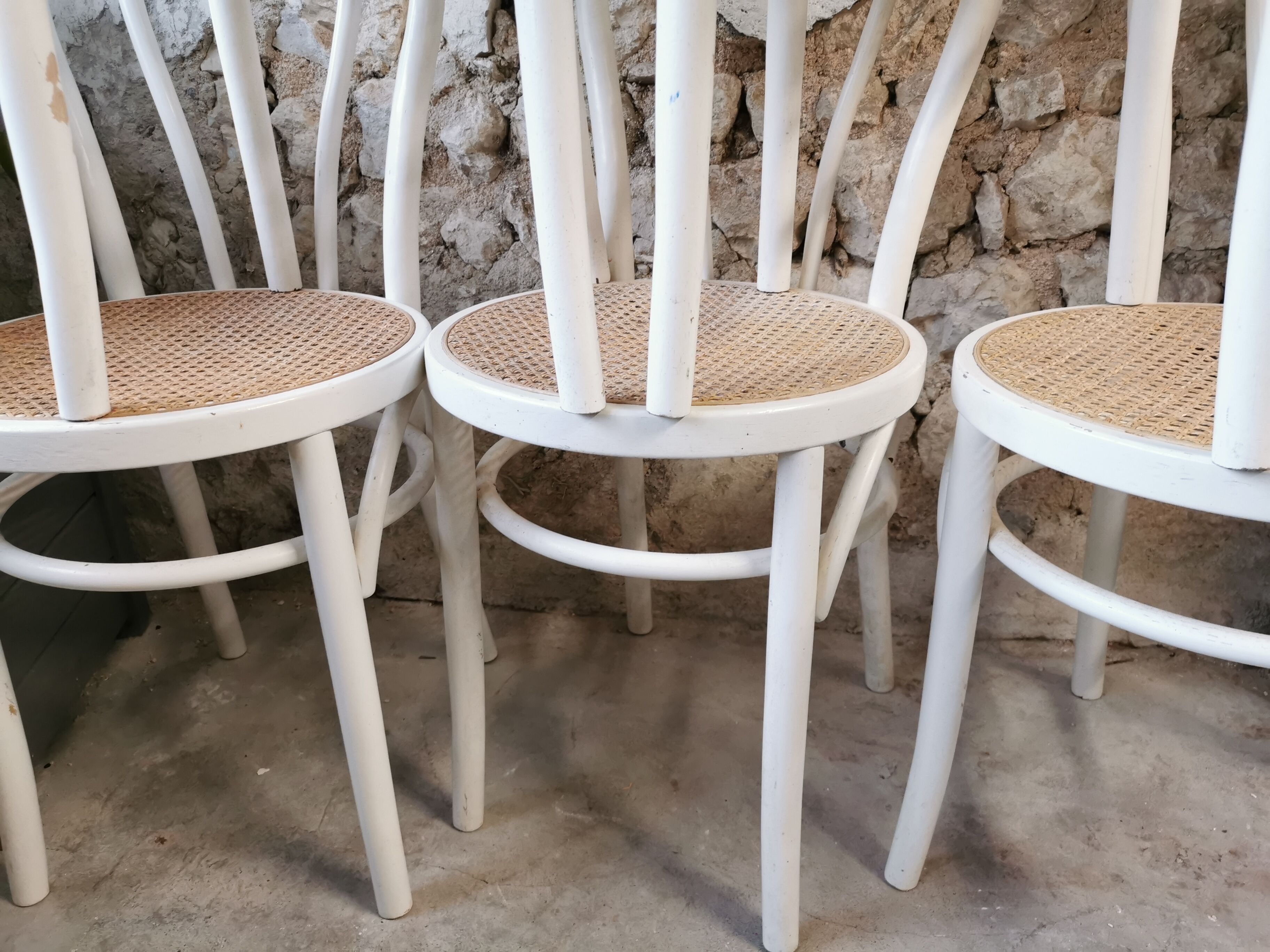Suite of 6 canned bistro chairs