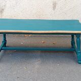 Wood and blue coffee table