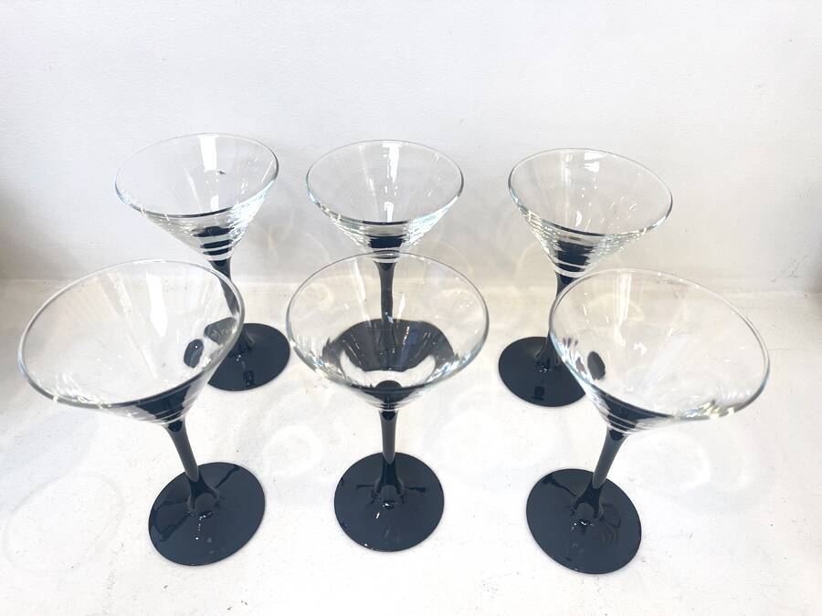 6 vintage cocktail glasses, 1980