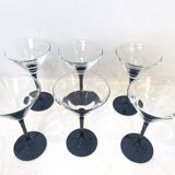 6 vintage cocktail glasses, 1980