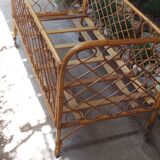 Lit de bébé en rotin années 50